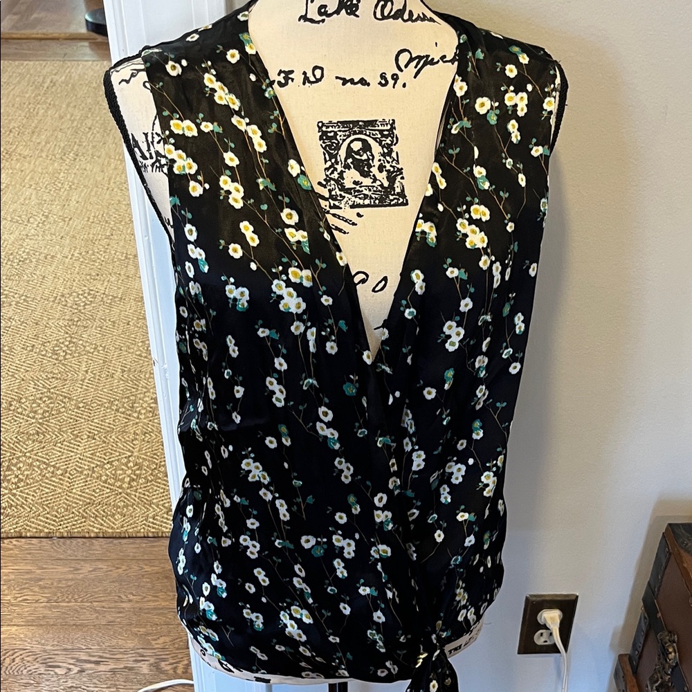 Massimo Dutti Black Floral Blouse